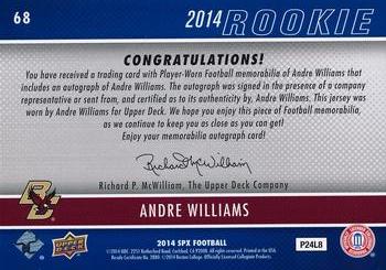 2014 SPx - Rookie Patch Autographs #68 Andre Williams Back
