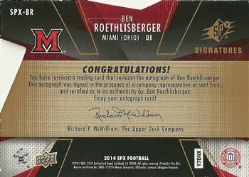 2014 SPx - Signatures Die Cut #SPX-BR Ben Roethlisberger Back