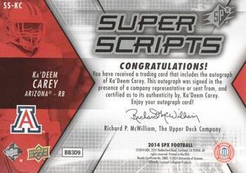 2014 SPx - Super Scripts Autographs #SS-KC Ka'Deem Carey Back