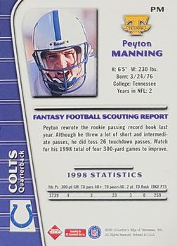 1999 Collector's Edge Peyton Manning Game Gear Promos #PM Peyton Manning Back
