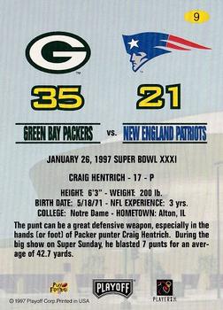 1997 Playoff Green Bay Packers Super Sunday #9 Craig Hentrich Back