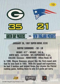 1997 Playoff Green Bay Packers Super Sunday #19 Wayne Simmons Back