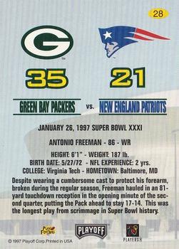 1997 Playoff Green Bay Packers Super Sunday #28 Antonio Freeman Back