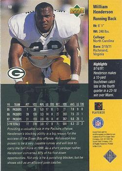 1998 Upper Deck ShopKo Green Bay Packers II #10 William Henderson Back