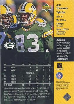 1998 Upper Deck ShopKo Green Bay Packers II #34 Jeff Thomason Back