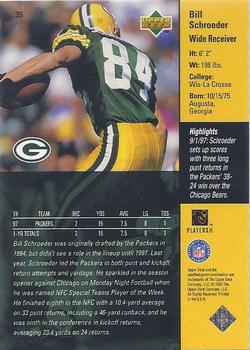 1998 Upper Deck ShopKo Green Bay Packers II #35 Bill Schroeder Back