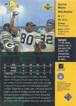1998 Upper Deck ShopKo Green Bay Packers II #63 Derrick Mayes Back