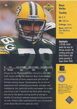 1998 Upper Deck ShopKo Green Bay Packers II #64 Ross Verba Back