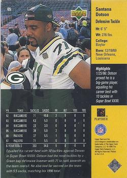 1998 Upper Deck ShopKo Green Bay Packers II #65 Santana Dotson Back