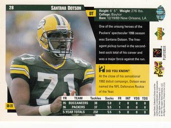 1997 Collector's Choice ShopKo Green Bay Packers #GB28 Santana Dotson Back