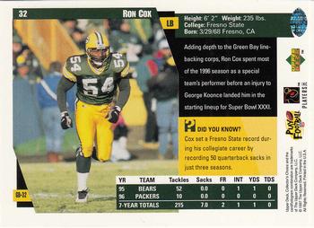 1997 Collector's Choice ShopKo Green Bay Packers #GB32 Ron Cox Back