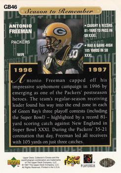 1997 Collector's Choice ShopKo Green Bay Packers #GB46 Antonio Freeman Back