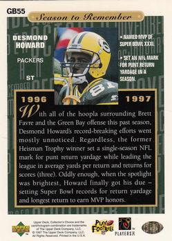 1997 Collector's Choice ShopKo Green Bay Packers #GB55 Desmond Howard Back