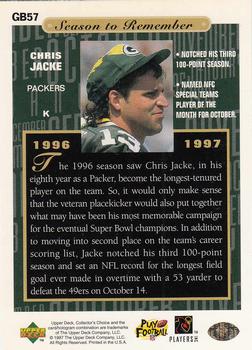 1997 Collector's Choice ShopKo Green Bay Packers #GB57 Chris Jacke Back