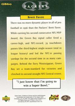 1997 Collector's Choice ShopKo Green Bay Packers #GB60 Brett Favre Back