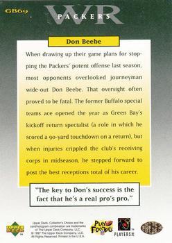 1997 Collector's Choice ShopKo Green Bay Packers #GB69 Don Beebe Back