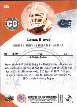 2014 Upper Deck Conference Greats #16 Lomas Brown Back