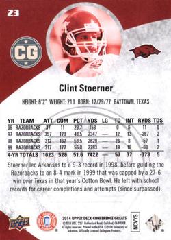 2014 Upper Deck Conference Greats #23 Clint Stoerner Back