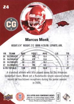 2014 Upper Deck Conference Greats #24 Marcus Monk Back
