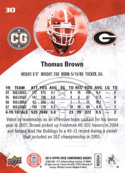 2014 Upper Deck Conference Greats #30 Thomas Brown Back