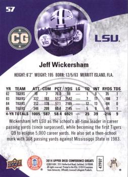 2014 Upper Deck Conference Greats #57 Jeff Wickersham Back
