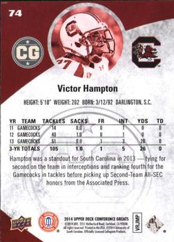 2014 Upper Deck Conference Greats #74 Victor Hampton Back
