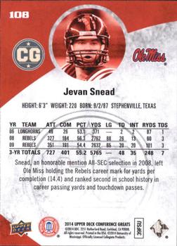 2014 Upper Deck Conference Greats #108 Jevan Snead Back