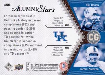 2014 Upper Deck Conference Greats #156 Tim Couch / Jared Lorenzen Back