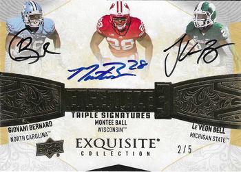 2013 Upper Deck Exquisite Collection - Exquisite Ensemble 3 Signatures #EE3-BBB Giovani Bernard / Montee Ball / Le'Veon Bell Front