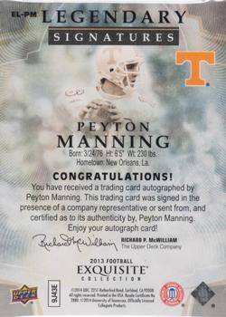 2013 Upper Deck Exquisite Collection - Exquisite Legendary Signatures #EL-PM Peyton Manning Back