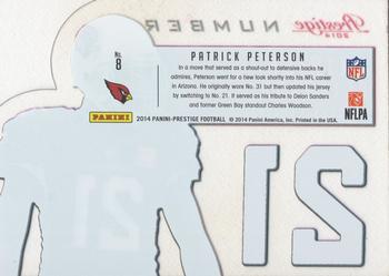 2014 Panini Prestige - Behind The Jersey Numbers #8 Patrick Peterson Back