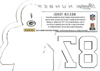 2014 Panini Prestige - Behind The Jersey Numbers #9 Jordy Nelson Back
