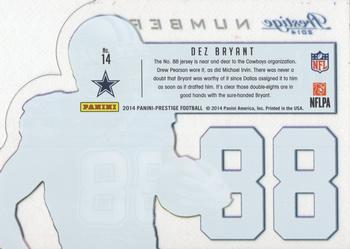 2014 Panini Prestige - Behind The Jersey Numbers #14 Dez Bryant Back