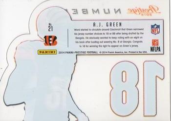 2014 Panini Prestige - Behind The Jersey Numbers #21 A.J. Green Back