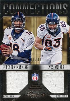 2014 Panini Prestige - Connections Dual Jerseys #3 Peyton Manning / Wes Welker Front