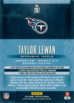 2014 Panini Prestige - Extra Points Red #287 Taylor Lewan Back
