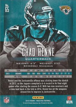 2014 Panini Prestige - Extra Points Silver Holofoil #65 Chad Henne Back
