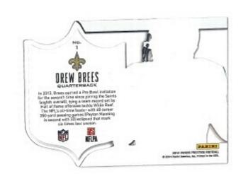 2014 Panini Prestige - NFL Shield #1 Drew Brees Back