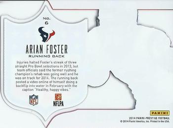 2014 Panini Prestige - NFL Shield #6 Arian Foster Back
