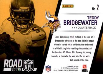 2014 Panini Prestige - Road to the NFL #2 Teddy Bridgewater Back