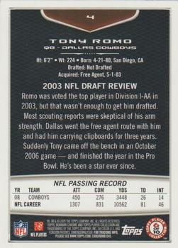 2009 Bowman Chrome #4 Tony Romo Back