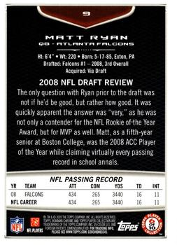2009 Bowman Chrome #9 Matt Ryan Back