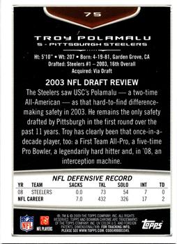 2009 Bowman Chrome #75 Troy Polamalu Back
