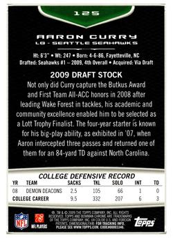 2009 Bowman Chrome #125 Aaron Curry Back