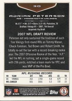 2009 Bowman Chrome #30 Adrian Peterson Back