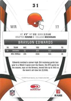 2009 Donruss Certified #31 Braylon Edwards Back