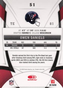 2009 Donruss Certified #51 Owen Daniels Back