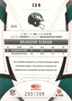 2009 Donruss Certified #134 Brandon Gibson Back