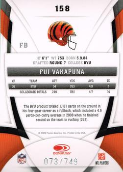 2009 Donruss Certified #158 Fui Vakapuna Back