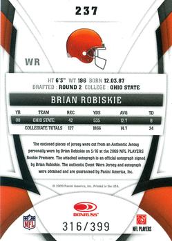 2009 Donruss Certified #237 Brian Robiskie Back